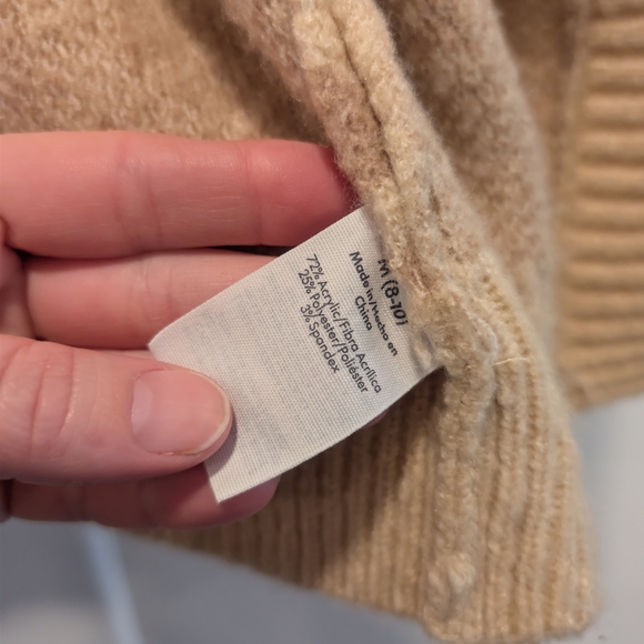 NO BOUNDARIES Beige Tan Teddy Bear Novelty Printed Cardigan Sweater Size Medium - Picture 5 of 6